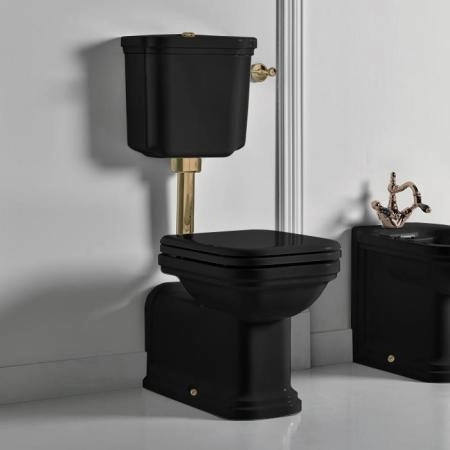 Kerasan Waldorf Унитаз 65х37см., приставной, c низким бачком, цвет: черный/бронза