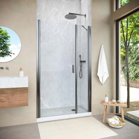 Душевая дверь Vegas-glass EP-F-2 NOVO h2000 130 11 01 L  профиль оружейная сталь  стекло прозрачное