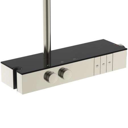 Ideal Standard Solos Душевая система с термостатическим смесителем, держатель для лейки, 3-функциональный (Rain, Silkrain, SecondSkin) круглый пластиковый верхний душ 30см., ручной душ 3-х фукциональный, шланг 175см., цвет: PVD Silver Storm