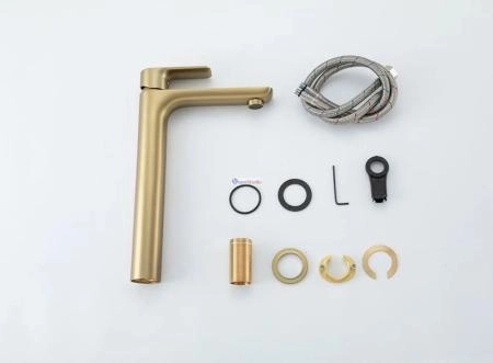 Смеситель для раковины Gappo G1048-32 высокий Сатин золотой