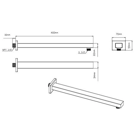 Верхний душ Vincea  с держателем VSHD-41CCH, хром