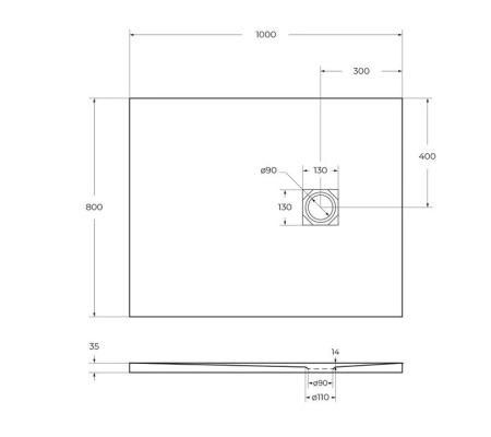 Душевой поддон BelBagno 100x80 искусственный камень белый прямоугольный TRAY-MR-UNO-AH-100/80-35-W-CR