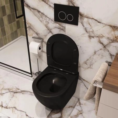 Унитаз Cerutti SPA TICINO Aria MB подвесной безободковый черный матовый CT8918 (485х365х350)