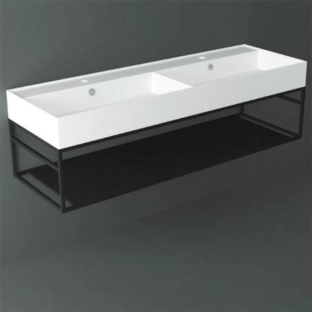 Simas Agile Структура металлическая 141x46xh28см, подвесная, для раковины с 1 отв., AG141, с 1 полкой, цвет: черный матовый