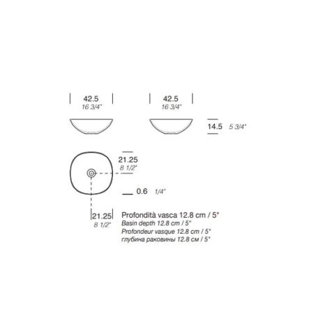 NOORTH milldue edition Раковина 42.5х42.5х14.5 см, без отв., накладная, цвет: белый