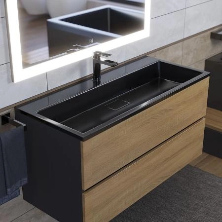 Раковина для ванной Uperwood Barsa 100 см, черная глянцевая