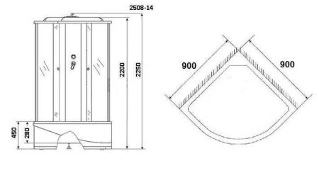Душевая кабина Niagara Classic NG-2508-14G (900х900х2150) высокий поддон(45см) ГИДРОМАССАЖ стекло ТОНИРОВАННОЕ