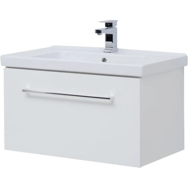 Тумба Dreja BIG INN 80 см под умывальник белый глянец, подвесная