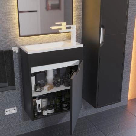 Тумба под раковину для ванной Uperwood Modul 50 см, подвесная, матовая, черная