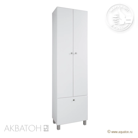 Шкаф колонна Акватон Симпл 54 1A137403SL010 двухстворчатый с б/к белый напольный