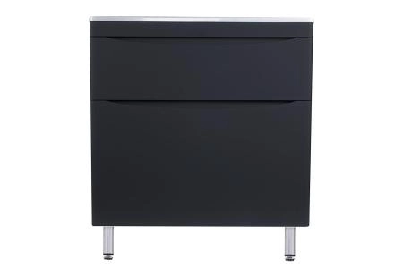 Тумба напольная Style Line Бергамо мини 90 (2 ящ.) Люкс антискрейтч черный, PLUS