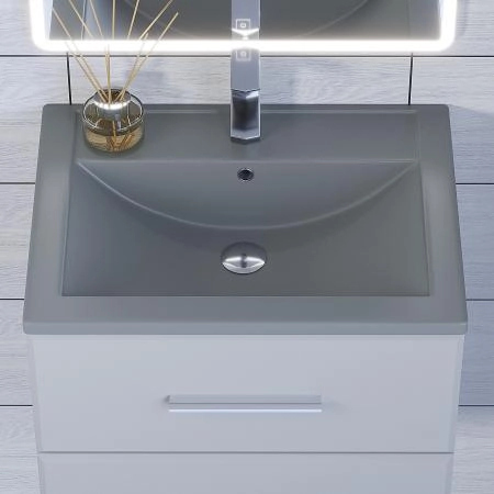 Раковина кварцевая Uperwood Foster Quartz 60 см, серая матовая, бетон
