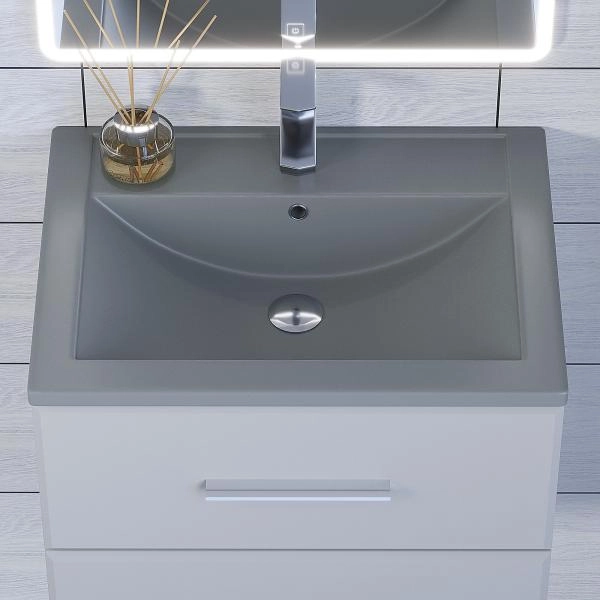 Раковина кварцевая Uperwood Foster Quartz 60 см, серая матовая, бетон