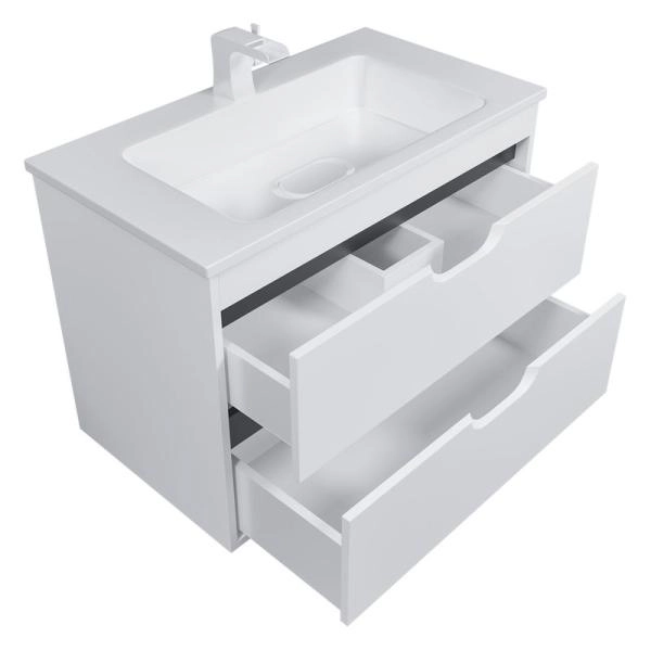 Тумба под раковину для ванной Uperwood Modul 80 см, подвесная, матовая, белая/графит