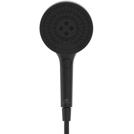 Ideal Standard Solos Душевая система с термостатическим смесителем, держатель для лейки, 3-функциональный (Rain, Silkrain, SecondSkin) круглый пластиковый верхний душ 30см., ручной душ 3-х фукциональный, шланг 175см., цвет: черный матовый