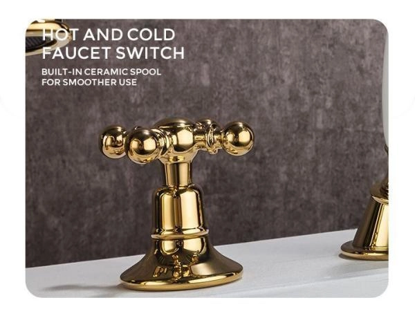 Смеситель Gappo G1189-6 на борт ванны 4 отверстия, золото