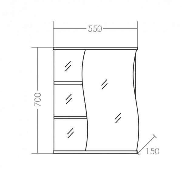 Зеркальный шкаф СаНта Волна 55,правый 101010