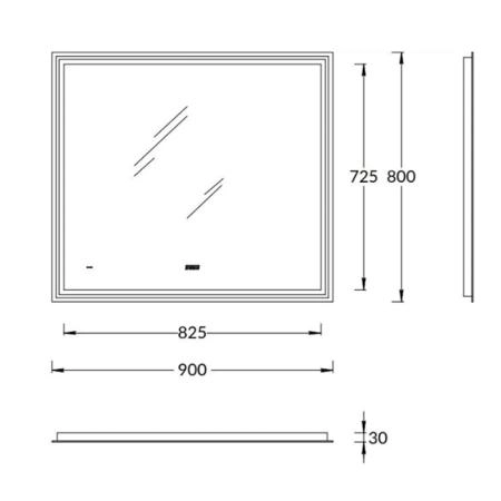 Зеркало Kerama Marazzi TECNO ТЕКНО TE.mi.90 c LED 90 с подсветкой, с функцией антизапотевание, белый глянцевый