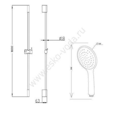 Душевой гарнитур ESKO SCS851 хром