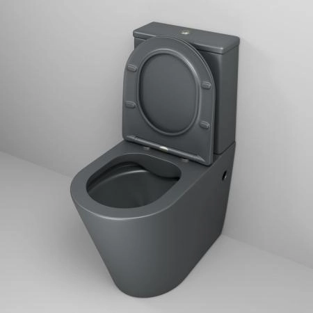 Унитаз Grossman GR-4480GMS Color (620*365*810) СЕРЫЙ МАТОВЫЙ напольный Безободковый с тонкой крышкой