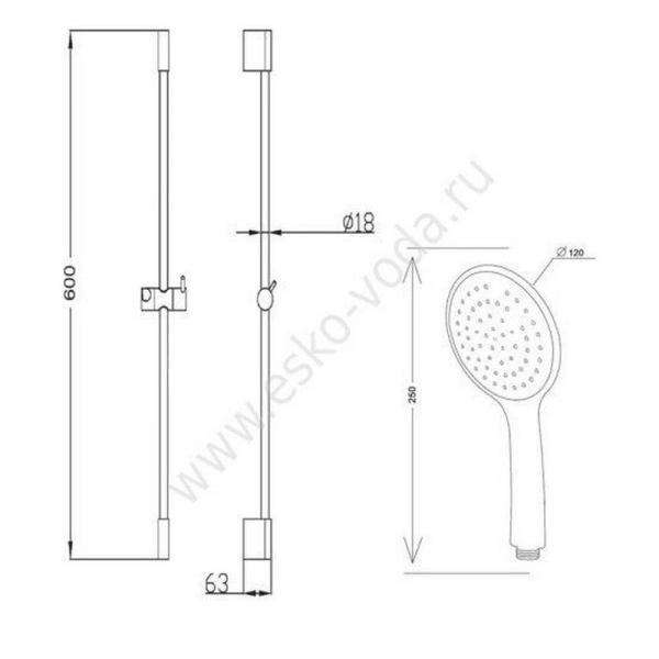 Душевой гарнитур ESKO SCS851 хром