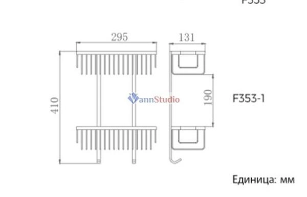 F353-1 Полка 2 ярусная Frap c ключками нержавейка хром