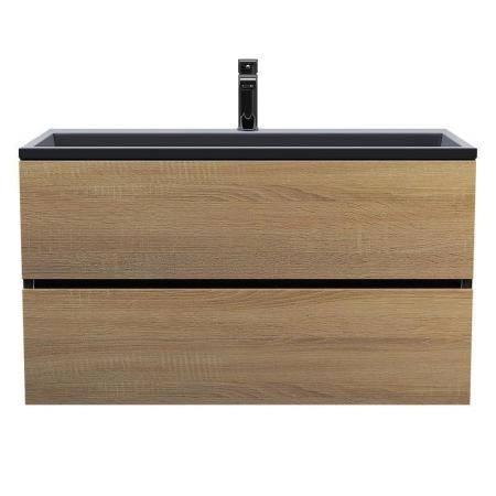 Тумба под раковину для ванной Uperwood Barsa 90 см, подвесная, черная/дуб сонома