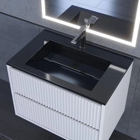 Раковина для ванной Uperwood Next Premium 70 см, прямоугольная, черный глянец