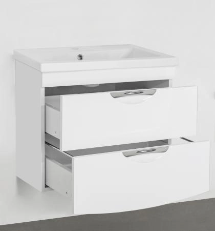 Тумба с раковиной Style Line подвесная Жасмин 2 (2 ящ.), Комо 60, Люкс белая, PLUS