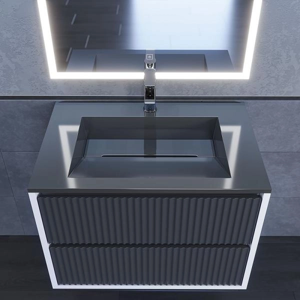 Раковина для ванной полувстраиваемая Uperwood Next Premium 70 см, прямоугольная, серый глянец