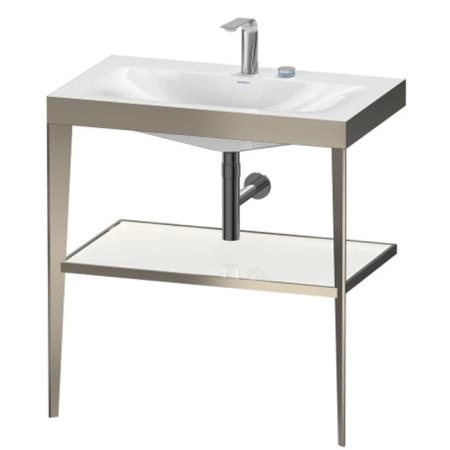 Duravit XViu Консоль напольная, 850x800x480мм с полкой, с раковиной без перелива, 2 отв., цвет: champagne matt/white  high gloss lacquer