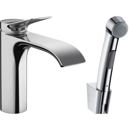 Смеситель Hansgrohe 75210000 Vivenis 110 мм для раковины, со слив. гарн., с гигиеническим душем, 4,4 л/ми хром