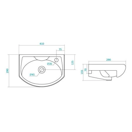 Раковина Santek Азов 40 1WH110254