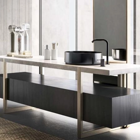 Gessi 316 Раковина 40 см, без отв., для установки на столешницу, без перелива, нержавеющая сталь, цвет: Black metal brushed PVD