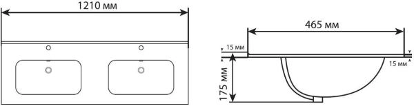 Раковина для тумбы Aquanet Flat 120 (двойная)