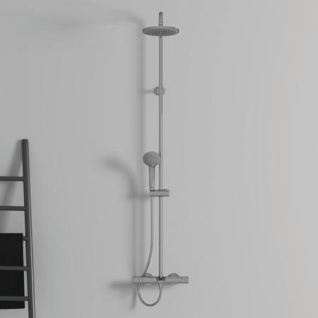 Ideal Standard Ceratherm T25 Душевая система с изливом и термостатом и ручным душем, корпус Coolbody, руч.душ: 3 режима, верх. душ: 200 мм, цвет: хром