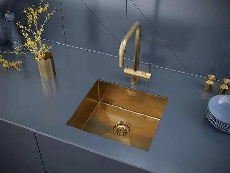 Кухонная мойка Paulmark ALLER PM904444-BG брашированное золото 440х440мм нерж. Сталь