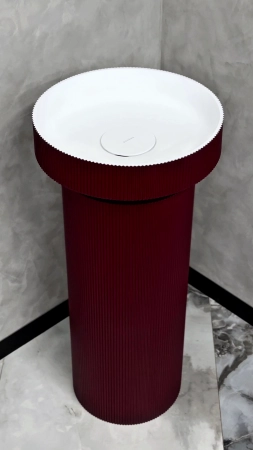 Пьедестал для раковины Boheme рифленый SOLE Corian 300*720 Burgundy 801-Base-Rib-BUR