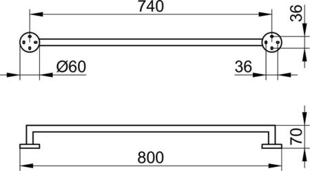 Держатель для полотенец Keuco EDITION 90 19001010800, 800 мм, в ванную, хром 800 мм