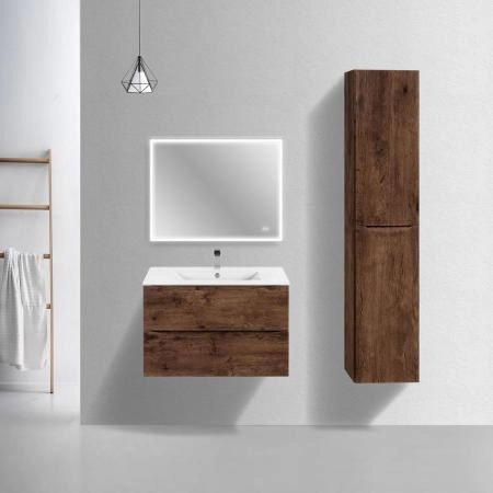 Тумба под раковину Vincea Mia Slim 800 подвесная, 2 выкатных ящика soft close, R.Wood
