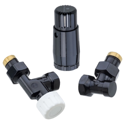 Schlosser Комплект подключения STANDARD MINI Аксиальный DN15 GZ 1/2* GW 1/2 с термоголовкой MINI M30*1,5 Ral 9005