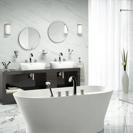 THG Hirondelles Platinum Stamped Смеситель на борт ванны, 5 отв., с ручным душем, цвет: Polished nickel