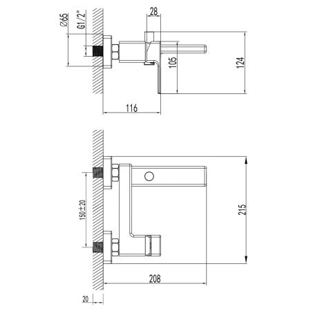 Смеситель для ванны Azario BLAKE с ручным душем, хром (AZ-VBT238205C)