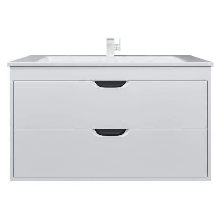 Тумба с раковиной для ванной Uperwood Modul 100 см, подвесная, матовая, белая/графит