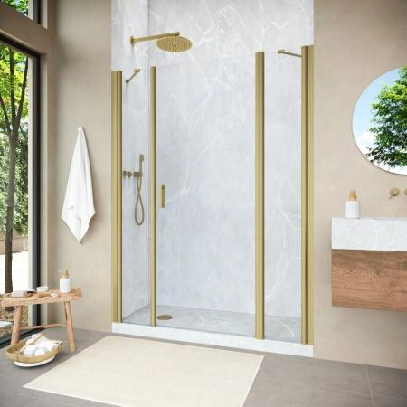 Душевая дверь Vegas-glass EP-2F NOVO 210 03 01 R, профиль золото матовое, стекло прозрачное