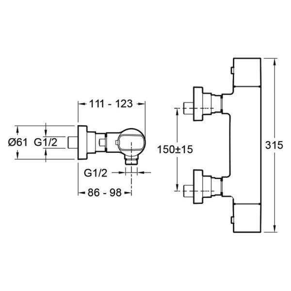 Смеситель Jacob Delafon ALEO E72352-CP для душа термостат хром