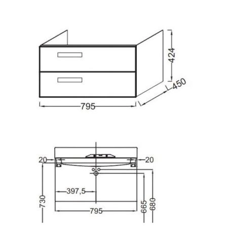 Тумба под раковину Jacob Delafon RYTHMIK EB1303-E10 80 см цвет квебекский дуб