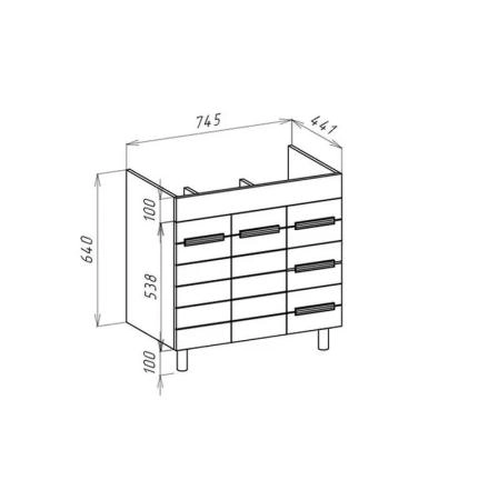 Тумба под раковину Bellezza Сиена 80 напольная с 3 ящ. с б/к (Тигода) белая