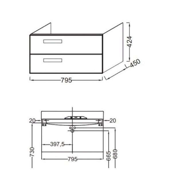 Тумба под раковину Jacob Delafon RYTHMIK EB1303-E10 80 см цвет квебекский дуб