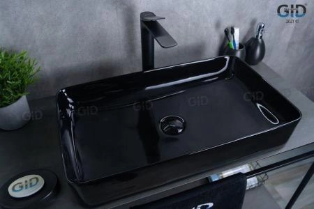 Раковина Gid BL9396 60x34 на столешницу черная глянцевая